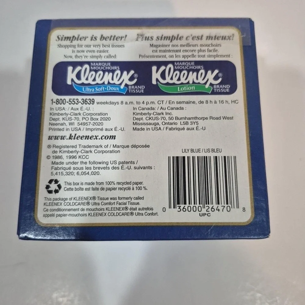 Vintage Kleenex Box 1996 Floral Sealed Ultra Soft-Doux 70ct/3‎ Ply NOS